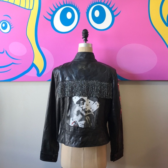 Calvin Klein Jackets & Blazers - Calvin Klein Black Leather DIY fringe heart jacket